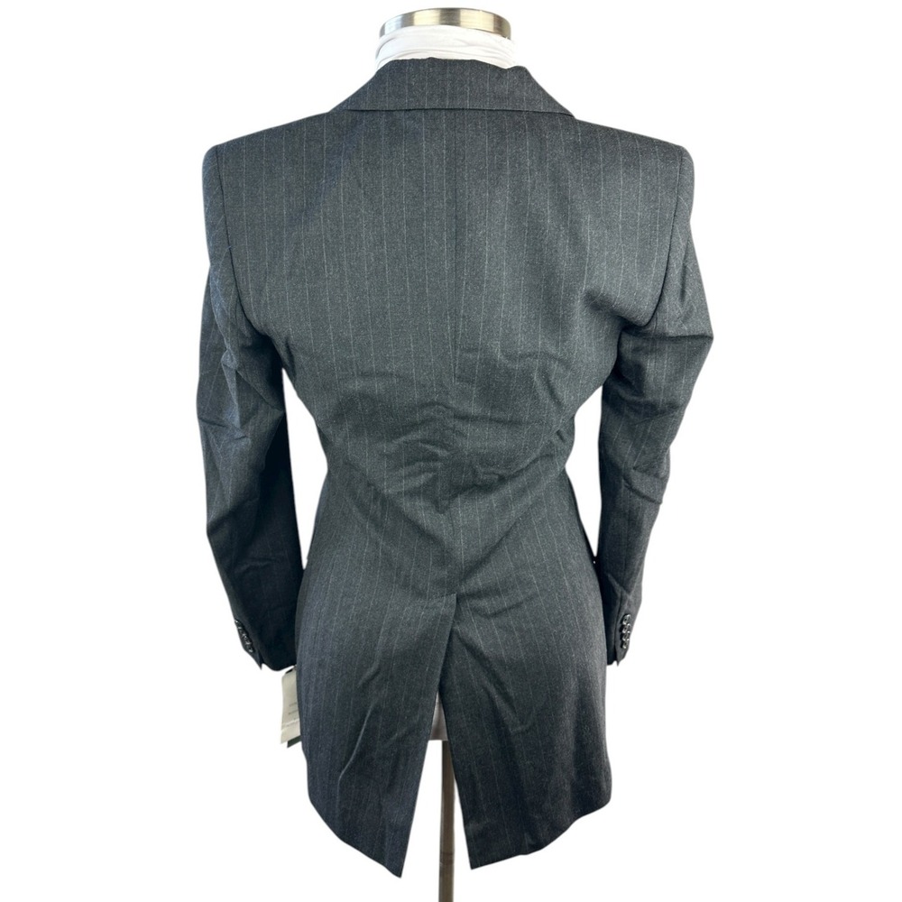 NWT Lauren Ralph Lauren Worsted Wool Blazer USA Made Gray Striped Women's Size 6 - Picture 10 of 15